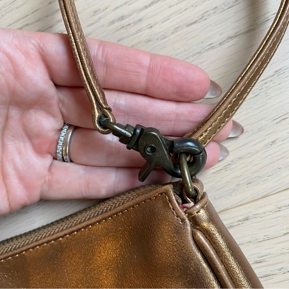 GAP Mini Purse, Bronze, Faux Leather Shoulder Bag, Wristlet, Fall, Metallic - Picture 3 of 7